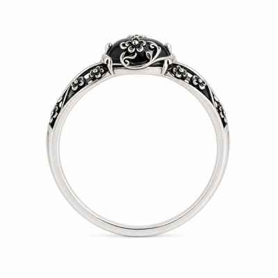 Aveline™ Silver Obsidian Bloom Ring