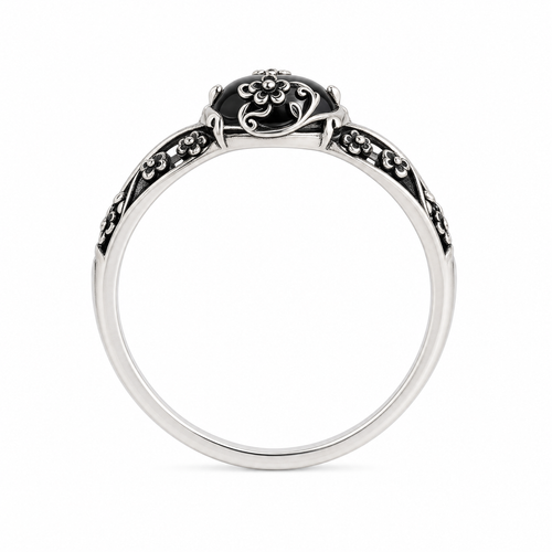 Aveline™ Silver Obsidian Bloom Ring